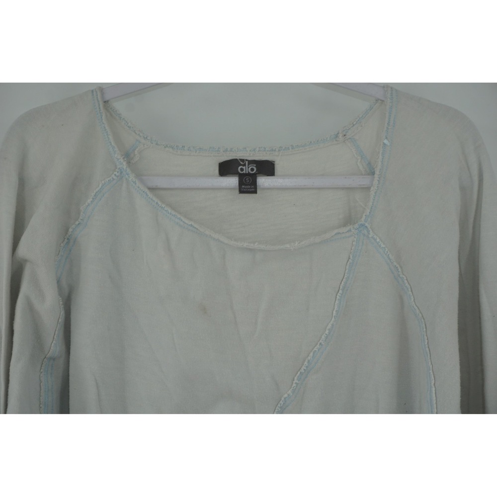 Alo Sweatshirt White Lightweight Terry Scoop Neck Womens Small Pullover Yoga